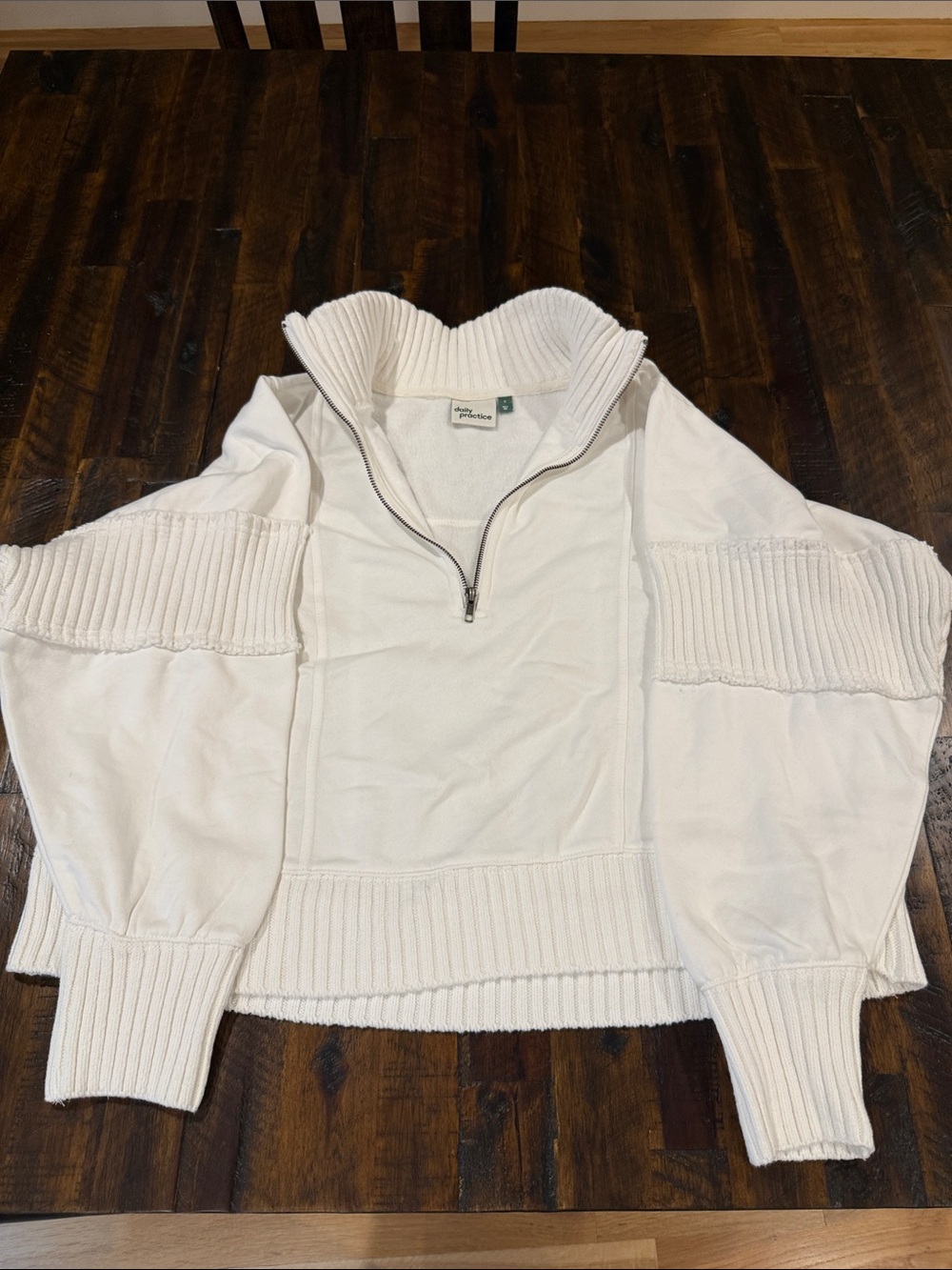 Cozy Half-Zip Cropped Sweatshirt White